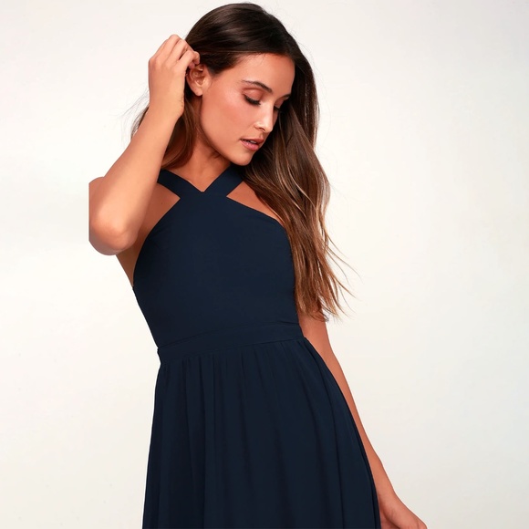 Air of Romance Navy Blue Maxi Dress - Picture 3 of 4